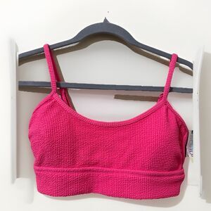 Sundazed Women's Gianna Textured Midline Pink Bikini Swim Top Size M